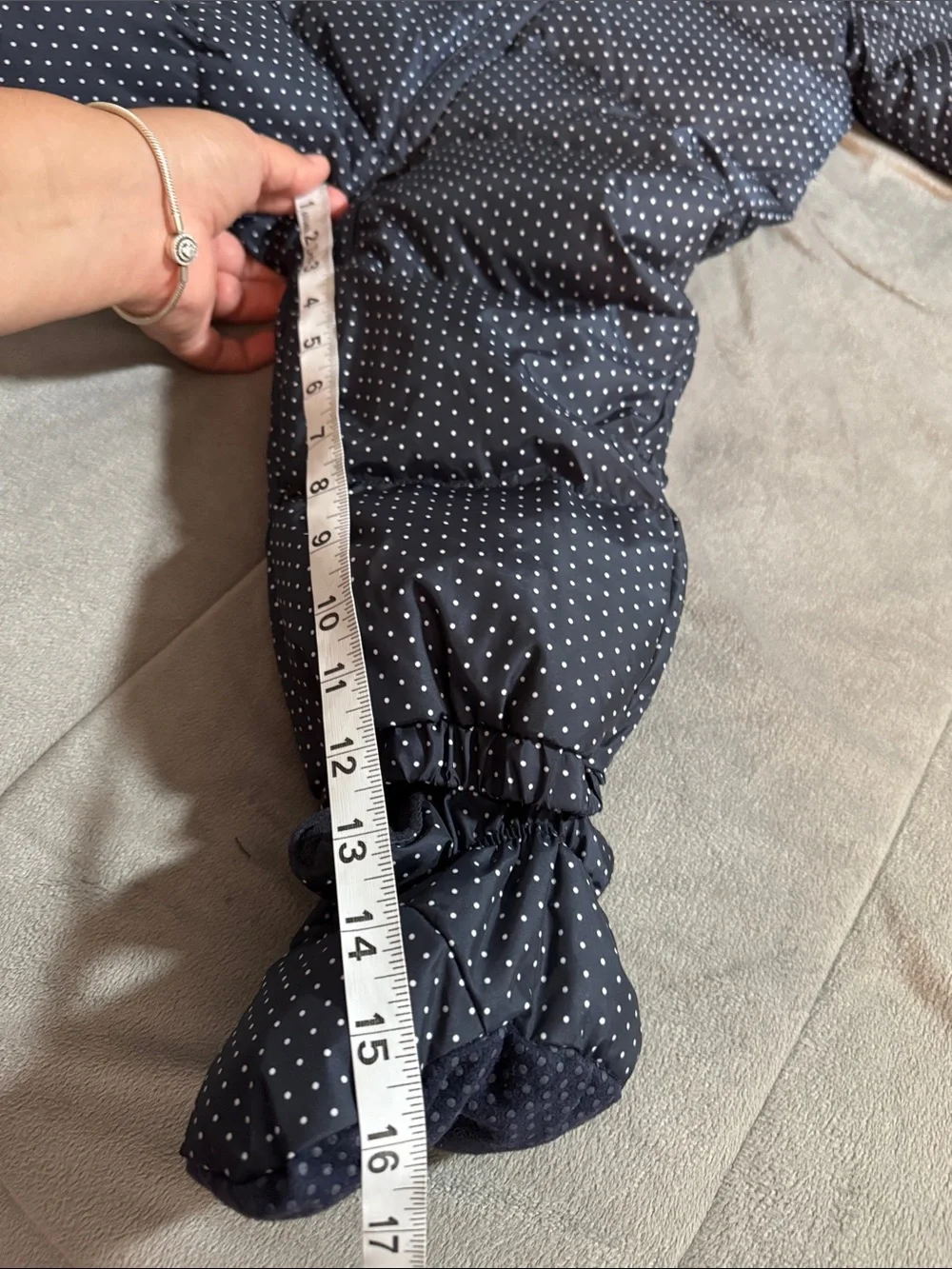 Gap Baby Toddler Navy down filled Polka Dot Puffer One-Piece Snowsuit 18/24 mo